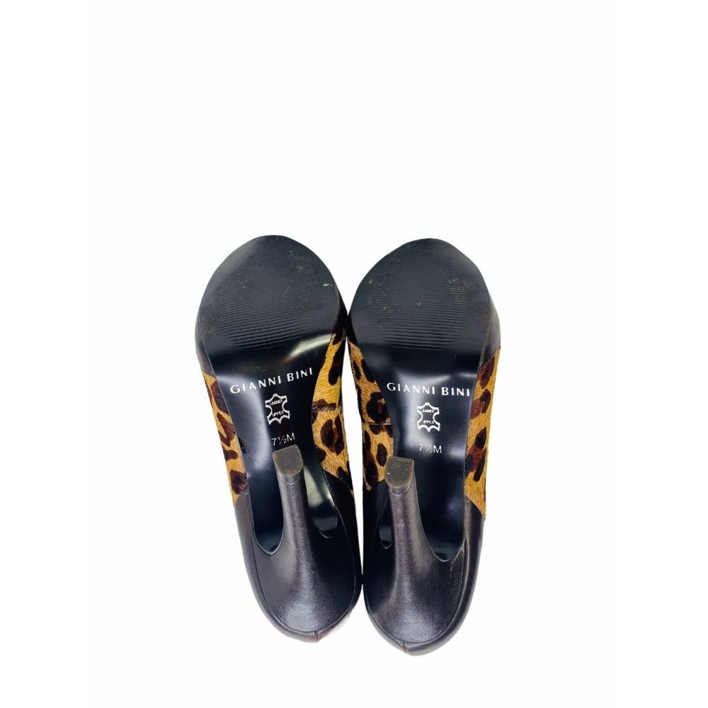 Gianni Bini Leopard Platform Heels Real Calf Hair & Leather 7.5M excellent! - Picture 9 of 10